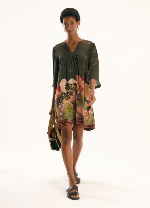 Vestido curto estampado zíngaro