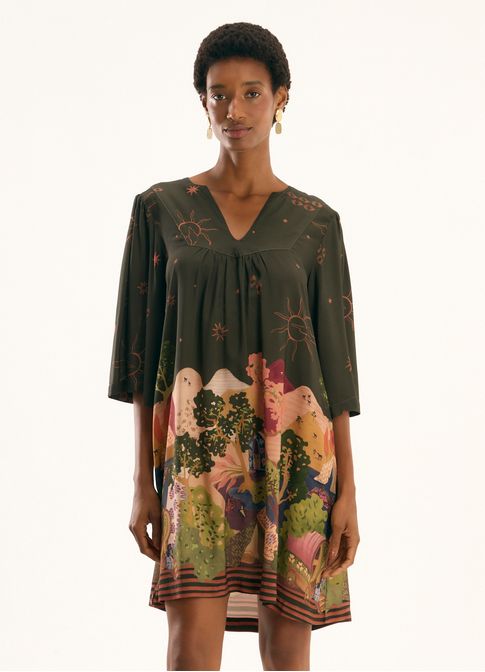 Vestido curto estampado zíngaro