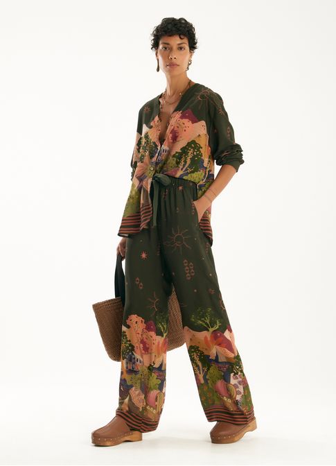 Calça estampado zíngaro