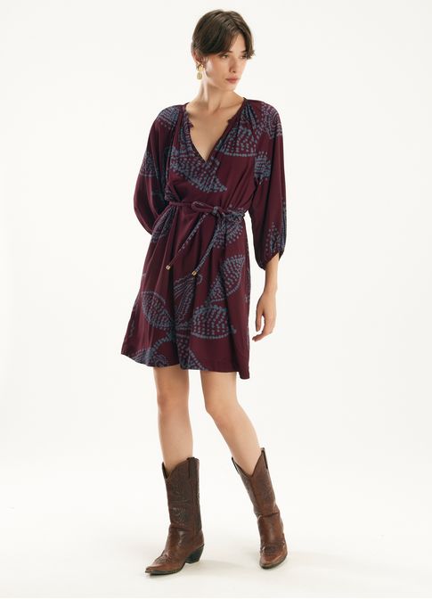 Vestido curto estampado maxi paisley
