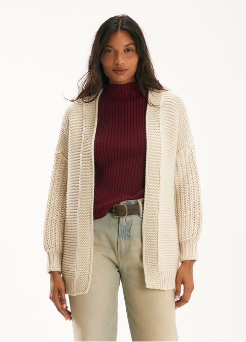 Cardigan amplo tricô off white