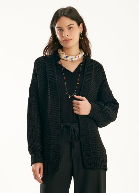 Cardigan amplo tricô preto