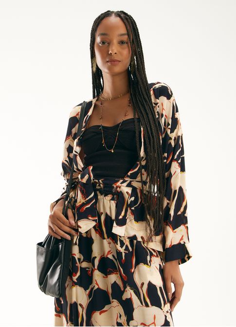Kimono estampado caballos