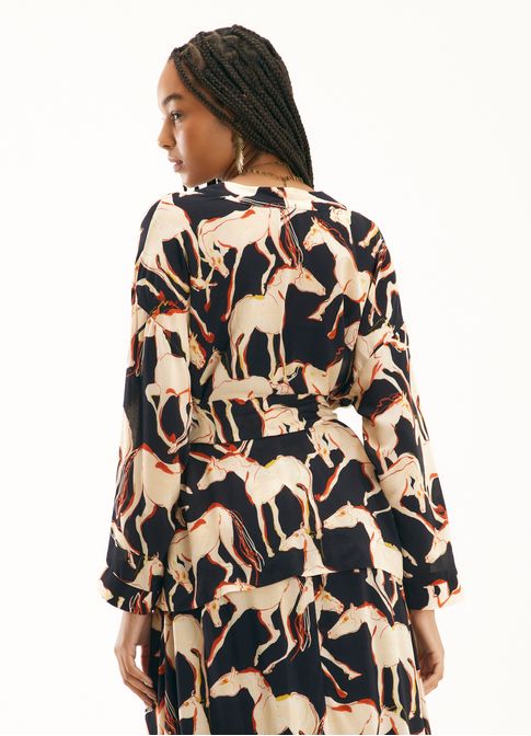 Kimono estampado caballos
