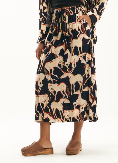 Saia estampada caballos