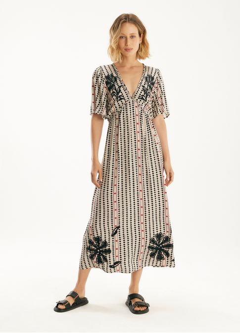 Vestido longo estampado montana