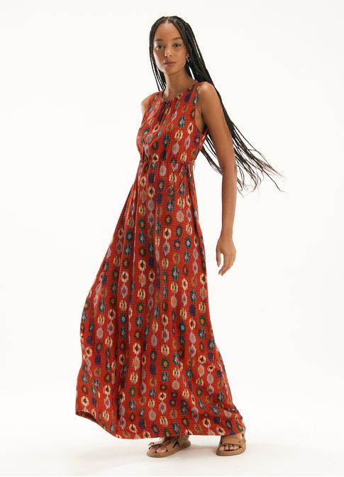 Vestido longo estampado morada