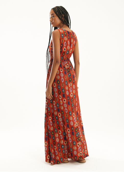 Vestido longo estampado morada