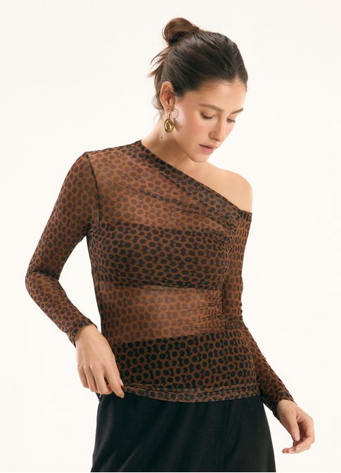 Blusa decote ombro tule padrão nós