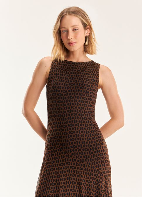 Vestido recortes tule padrão nós