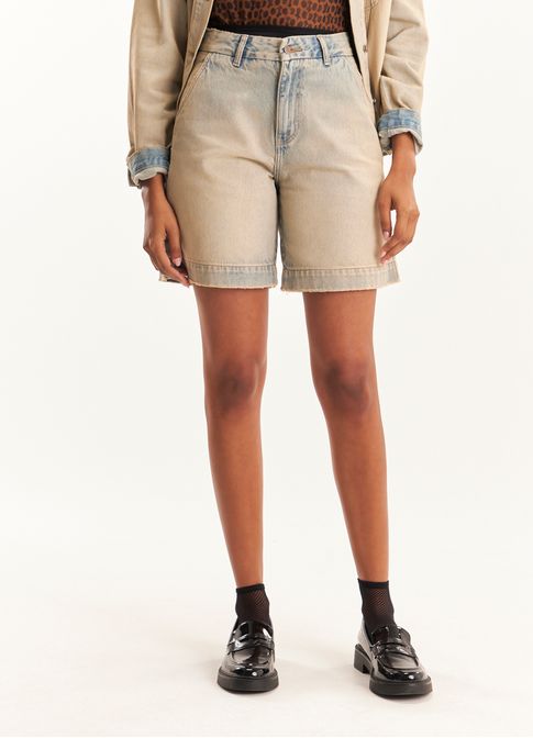 Bermuda jeans poeira caqui