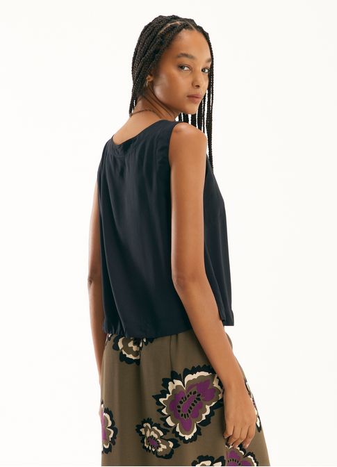Regata shell viscose lisa preto