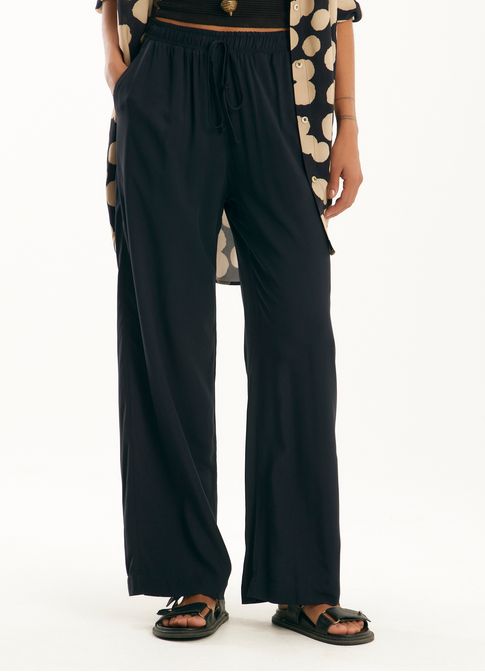 Calça viscose lisa preto