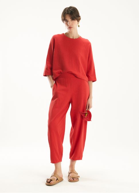 Blusa raglan malha vermelho