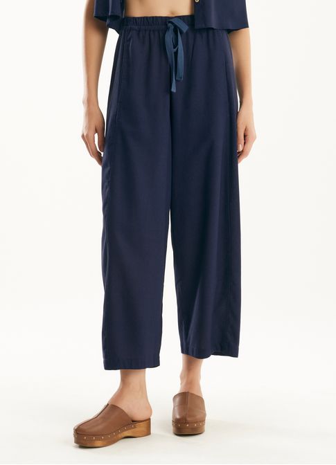 Calça linho blend azul marinho