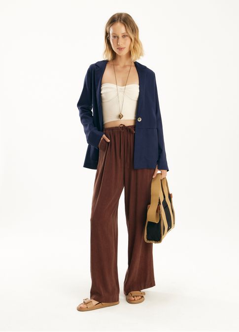 Blazer linho blend azul marinho