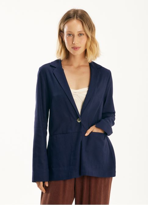 Blazer linho blend azul marinho