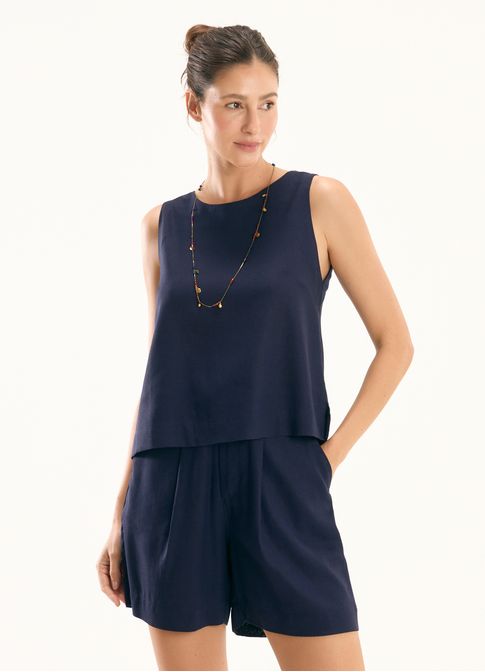 Regata shell linho blend azul marinho