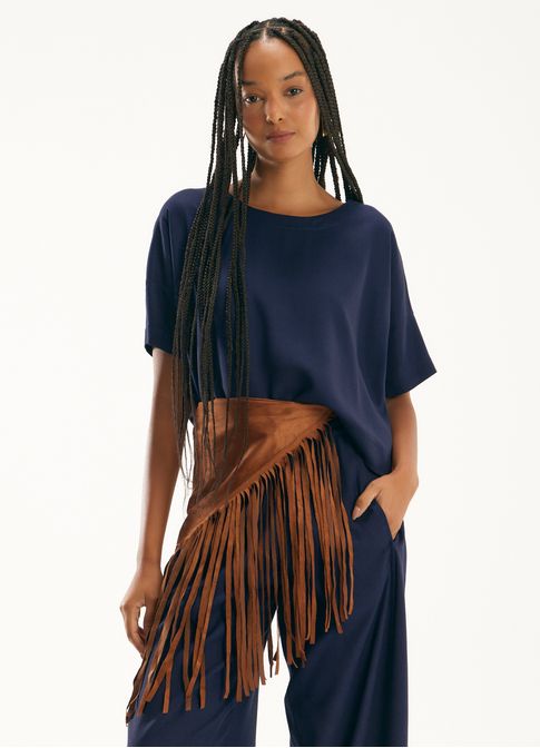 T-shirt linho blend azul marinho