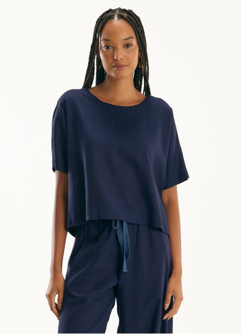 T-shirt linho blend azul marinho