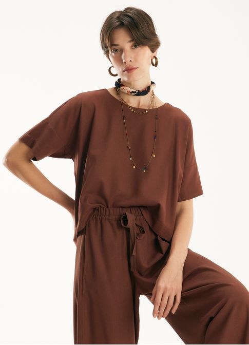 T-shirt linho blend marrom