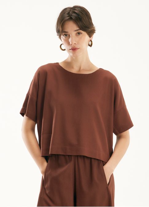 T-shirt linho blend marrom