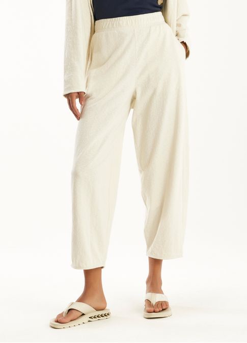 Calça baggy malha areia