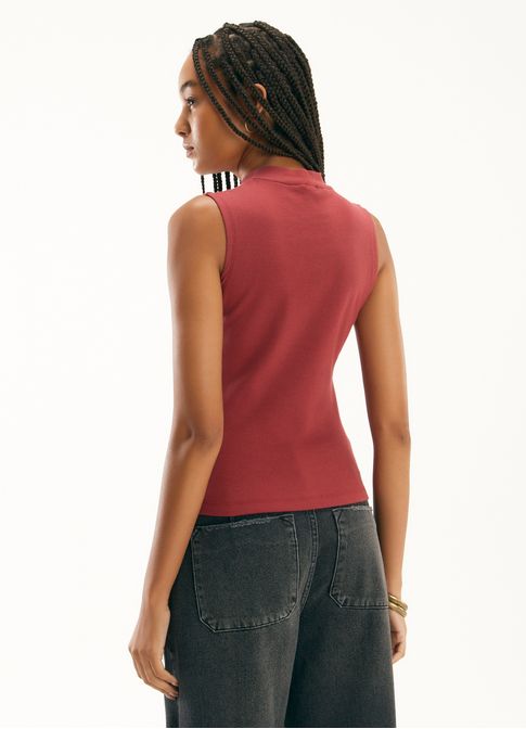 Regata golinha ribana com elastano vermelho