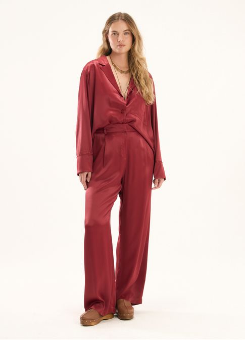 Calça viscose acetinada vermelho