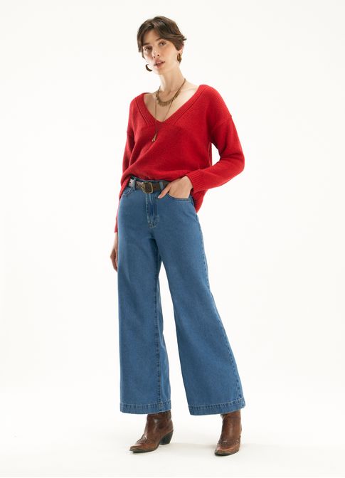 Calça jeans wide leg classic jeans