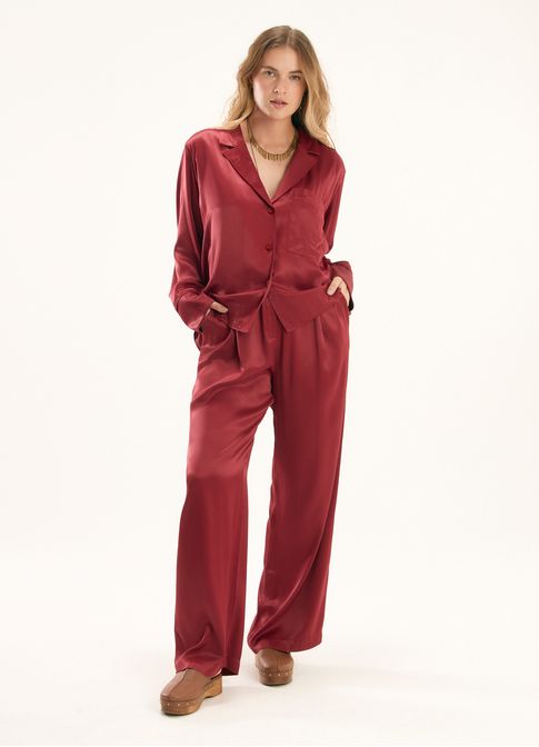 Camisa viscose acetinada vermelho