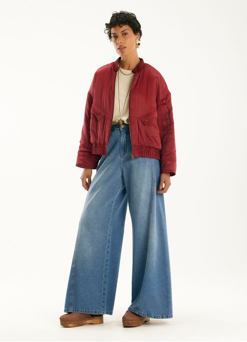 Casaco viscose acetinada vermelho