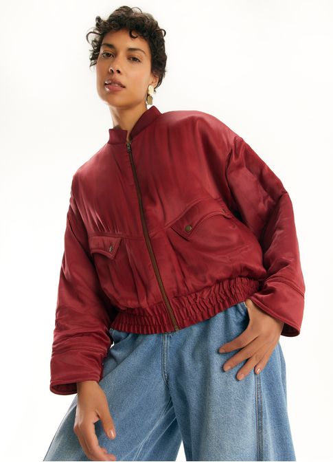 Casaco viscose acetinada vermelho