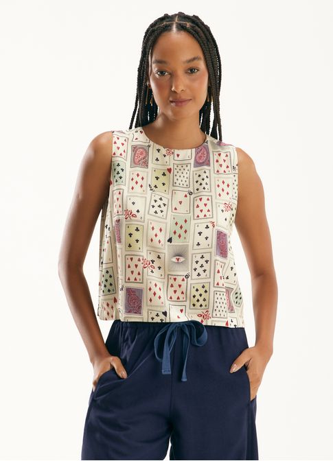 Blusa estampada carteado