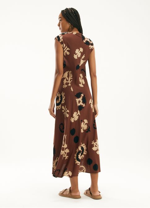Vestido assimétrico estampado romani