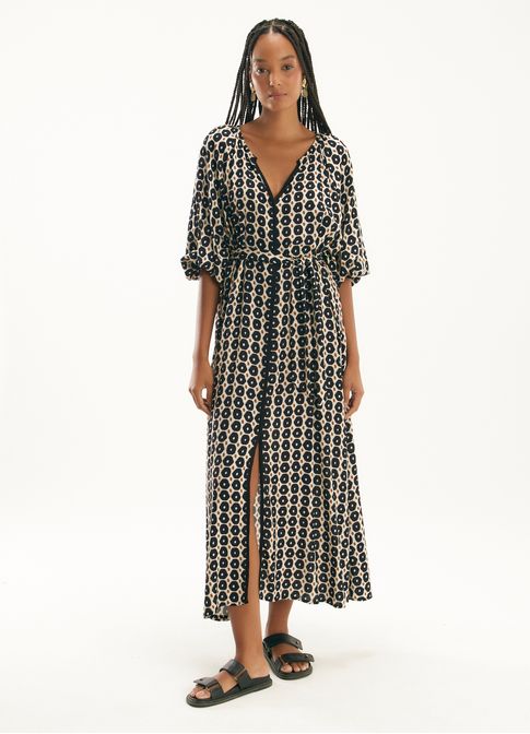 Vestido longo estampado nectarina