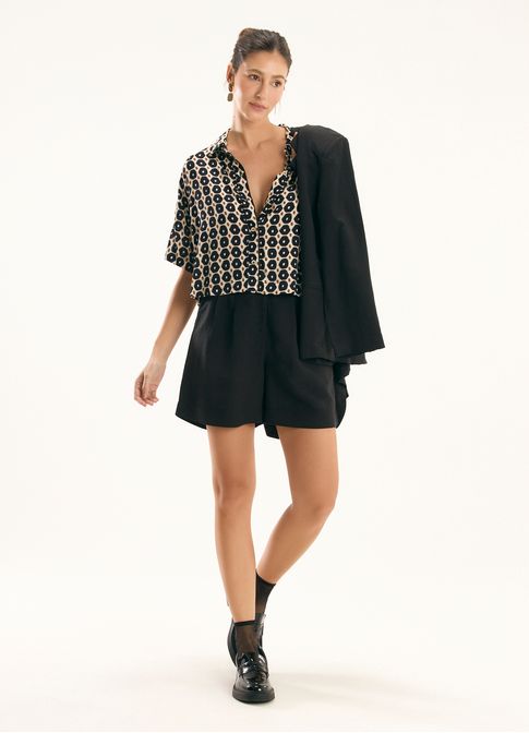 Camisa curta estampada nectarina