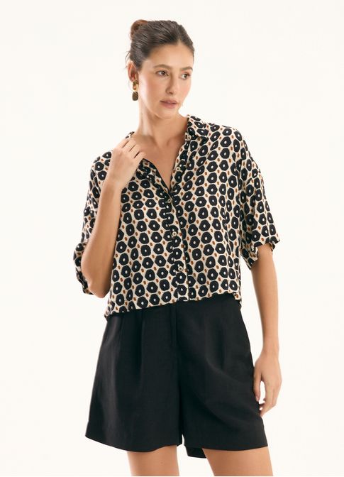 Camisa curta estampada nectarina