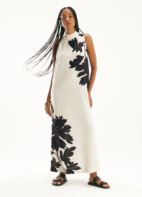 Vestido linho estampado alanis