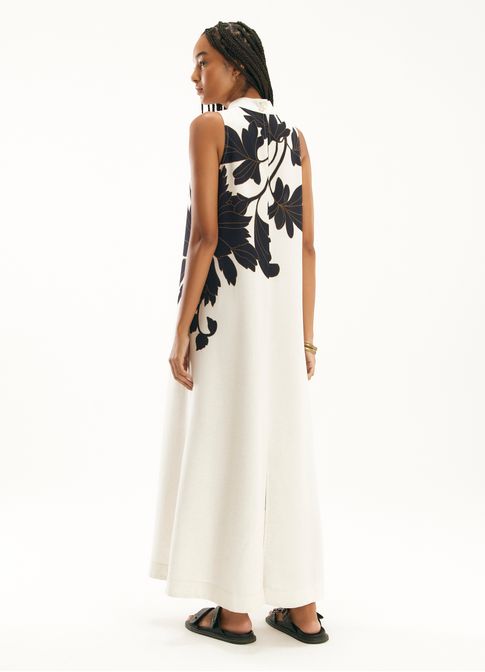 Vestido linho estampado alanis