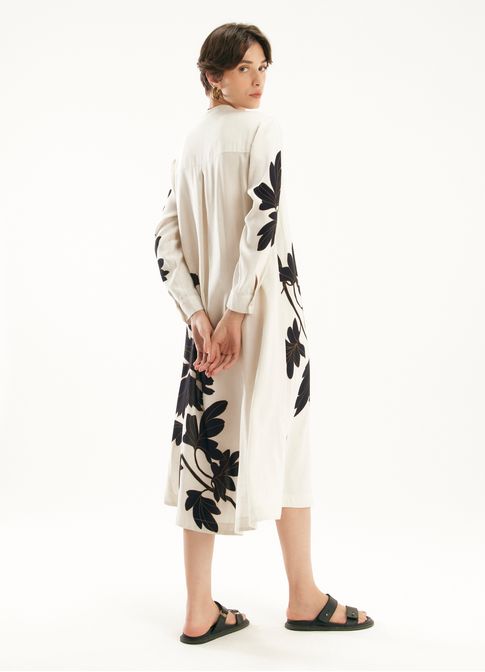 Vestido chemisier linho estampada alanis