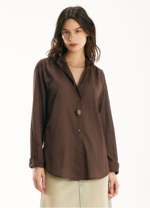 Camisa new voil movimento marrom