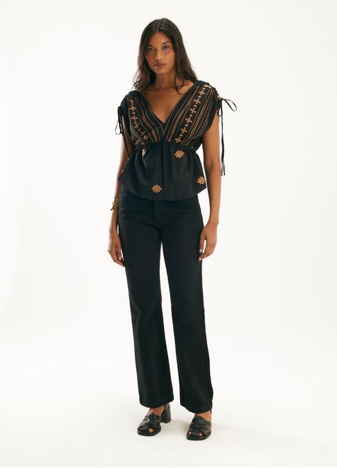Blusa voil bordado nômade