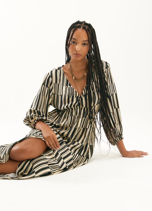 Vestido viscose listra movimento