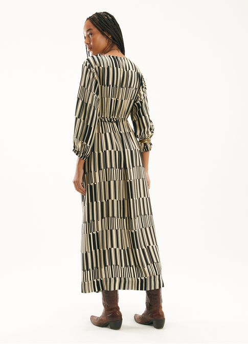 Vestido viscose listra movimento