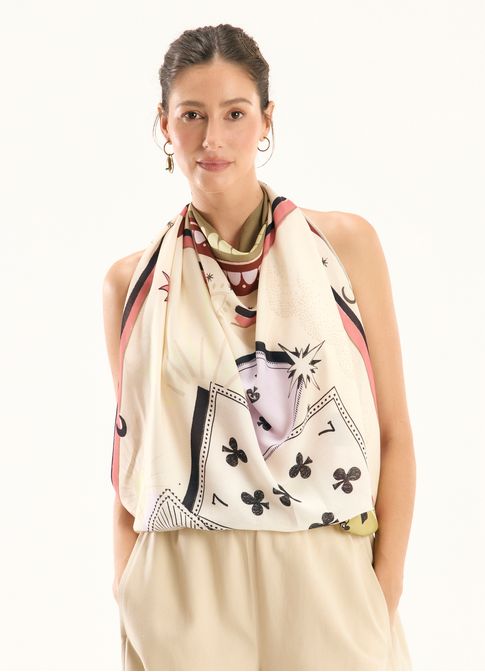 Maxi lenço estampado carteado