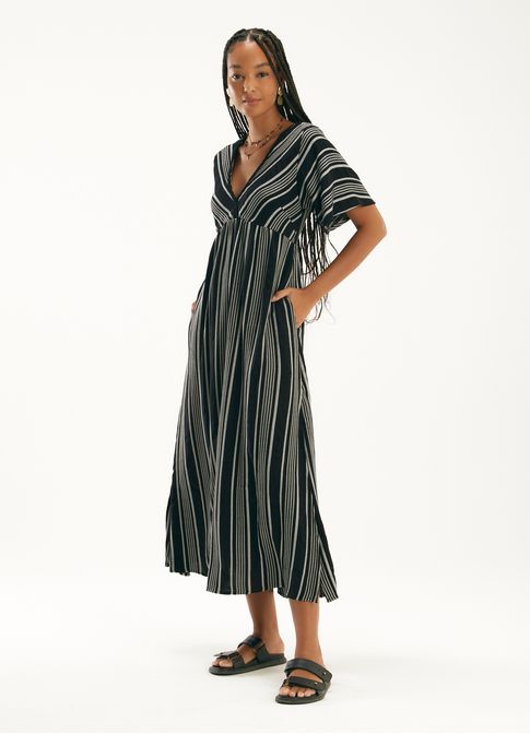 Vestido viscose listra jornada