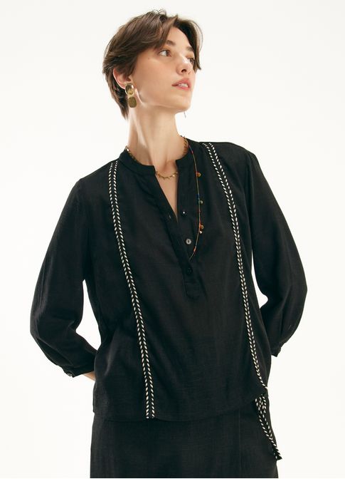 Blusa linho horizontes preto