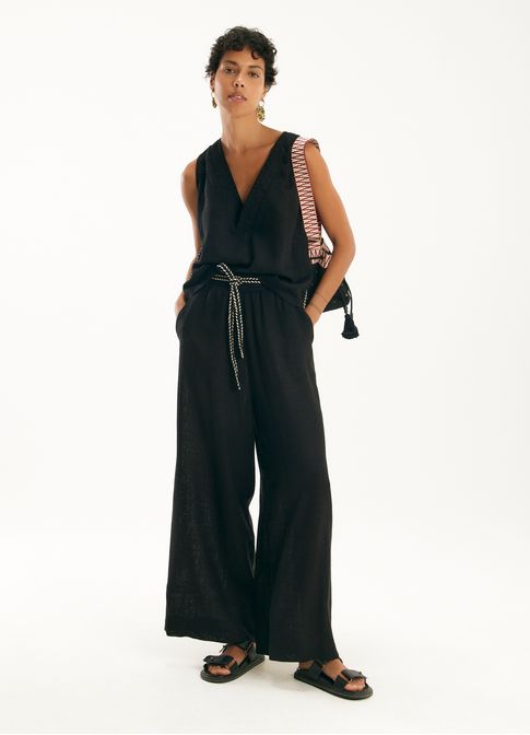 Calça linho horizontes preto