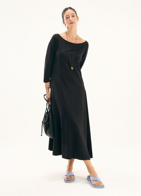 Vestido malhão recortes preto